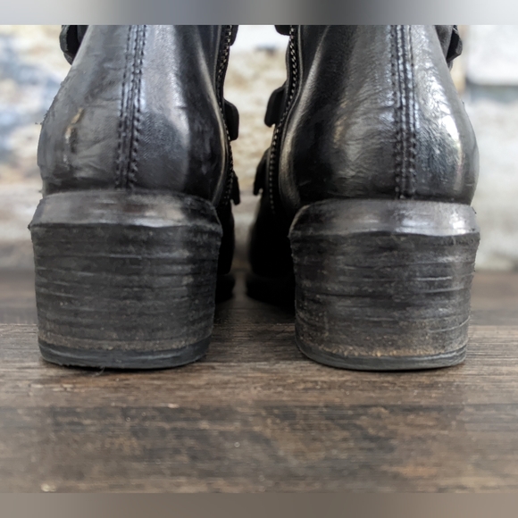 ⚡SOLD⚡A.S.98 Bronze Studded Black Leather Frankie Boot w. Pointed Toe - Picture 10 of 13